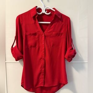 EXPRESS Red Women's Button-Up Blouse